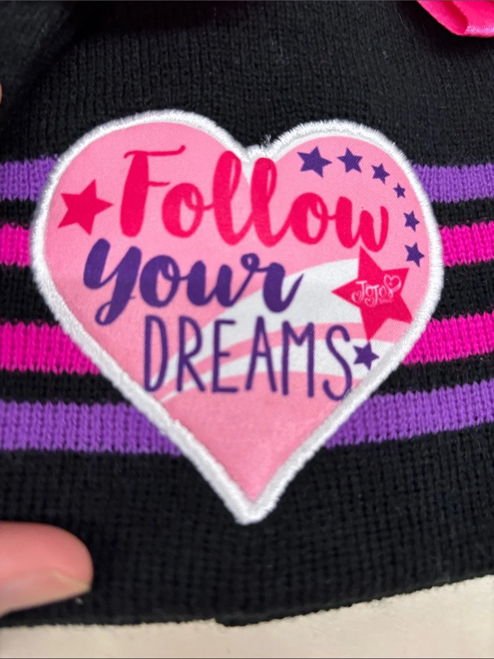 NWT Nickelodeon Black Knit Jojo Siwa Beanie set With Matching Black Gloves